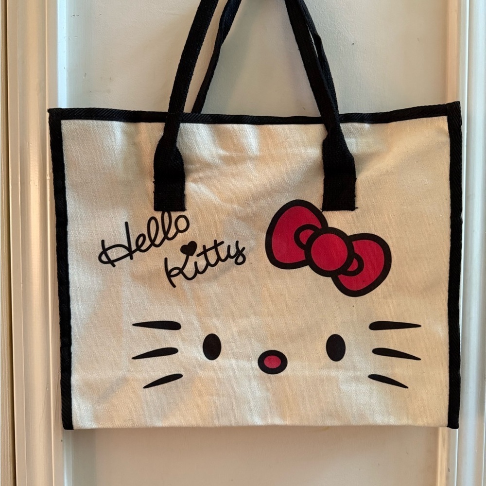 New Hello Kitty Zipper Closure Canvas Tote Bag - Picture 2 of 8
